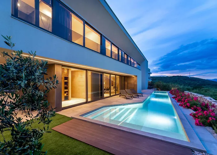 Panoramica With Heated Pool And Sauna Villa Vrbnik